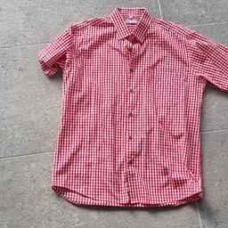 Verkaufe sehr wenig gebrauchtes rot karierten Trachtenhemd in Größe L 41/42
