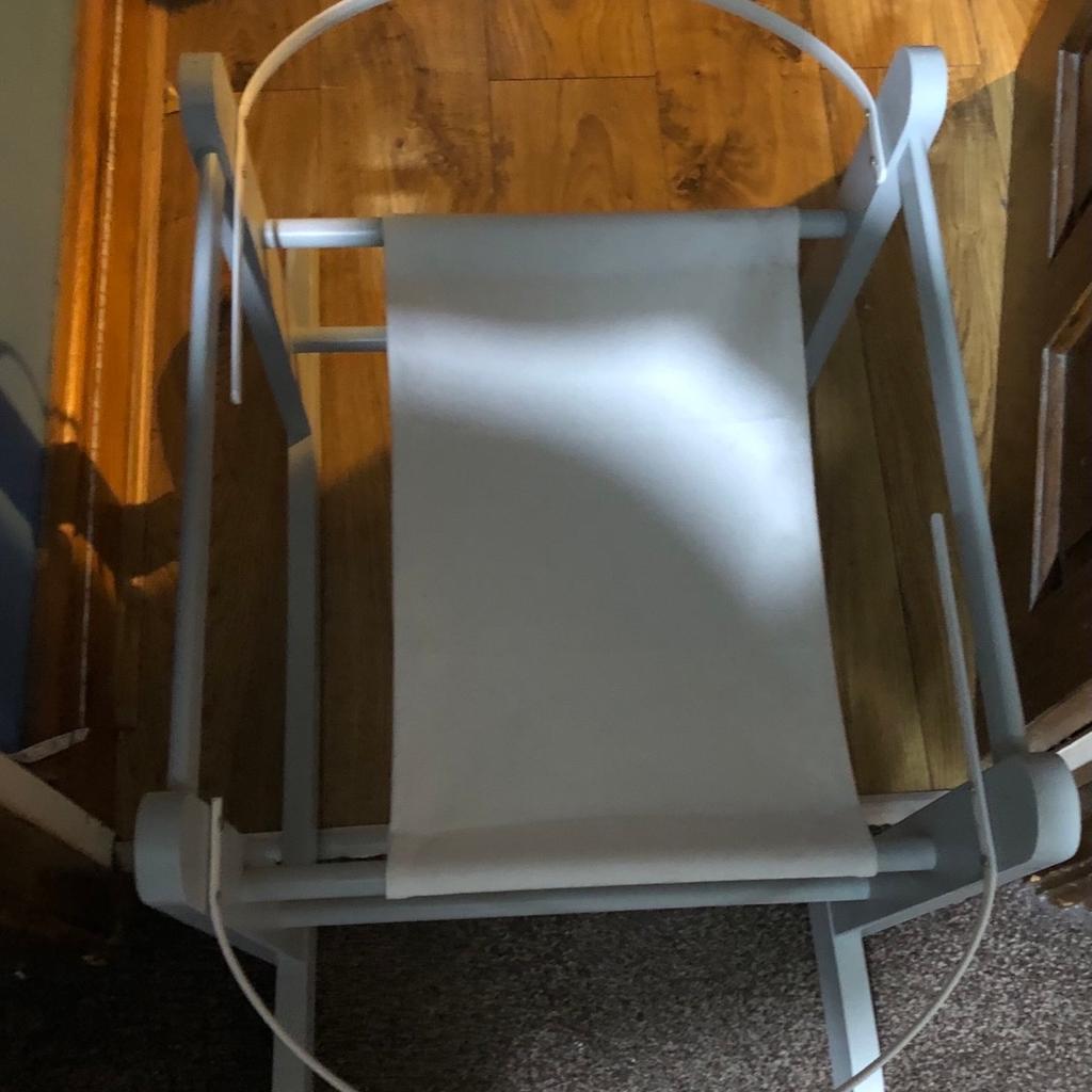 Grey wood Moses basket and rocking stand.
Comes with mattress and covers.
Can deliver local if needed for a fee.