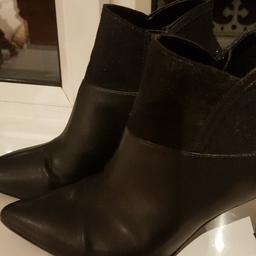 Catwalk black leather and suede boot, size 6, worn once, in good condition, one of the heels has a scuff on it,hence the price.