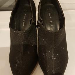 New Look black glittery boot shoe,size 6, ideal for party outfit.only worn once look new.paid  £24.99, selling for £10.
