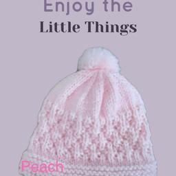Hand knitted newborn baby girls hats, white, pink, peach and lemon £2.50 each collection Kingstanding B44 or postage available
