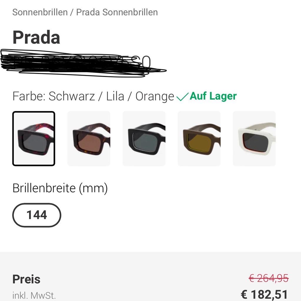 Sonnenbrille von Prada.
Seriennummer kann bei Besichtigung geprüft werden :)

Größe bitte beachten & vor Kauf anprobieren.
35€ ist Fixpreis ✅ & unsere Schmerzgrenze und ich finde ein gutes Schnäppchen, denn wir wollen sie auch nicht "verschenken" :)