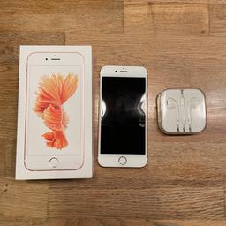 iPhone 6s, rosé gold, Gebrauchspuren auf der Rückseite, vorne keine Kratzer usw., Batteriezustand 82%, unbenutzte Kopfhörer, kein Ladekabel, frei für alle Netze