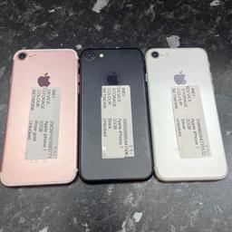 IPhone 7 
£90 each or £70 each if you take more than one 
Different colours 
Unlocked to any networks
More available in stock 
Smartphone 
Check pictures for condition
Reseted and ready for new owner
Collection from 

World communications 
Vapestop 
229 East India Dock Rd, London E14 0EG
11am-10pm 

Or can post for £4.50 Royal Mail
Check my other listings
Grab a bargain