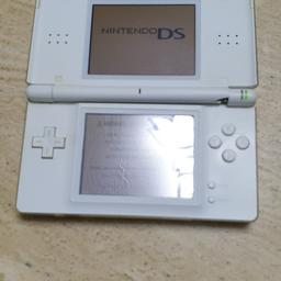 nintendo ds lite white working but poor condition hinge broken no charger ideally needs a reshell.