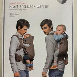 gern benutzte Babytrage der Marke Stokke. Kann zu einer Trage umfunktio iert werden, in der man das Kind am Rücken tragen kann.
in Lustenau