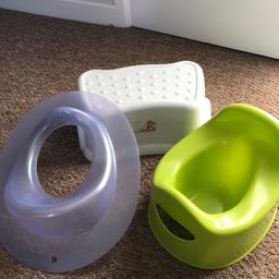 Green potty, lilac training seat and white step. Ideal to start potty training. Collection only