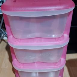 Used item. Some signs of wear and some plastic has chipped and broken off the stand. However,this does not interfere with its use. Nice set of drawers for kids' bedrooms. Comes dismantled but easy to build.