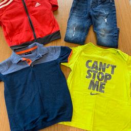 Bundle of boys clothes. Adidas zip up hoodie size 18-24 months, river island jeans aged 2-3, Nike t shirt 2-3 and next short sleeved top aged 2-3. All good condition.