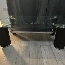 Glass coffee table
Leather legs
Few wears and tears on legs
No scratches on glass
Matching dining table listed on Shpok too, if both taken together can do good price