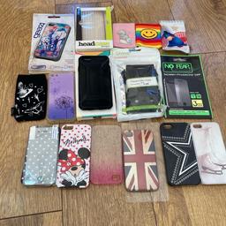 Large collection of 16 x older iPhone 4/4s cases + screen protector set + phone socks + iPhone XS + 9380 compatible. Mostly new + Disney phone socks + pack of screen protectors. 50p - £1 each or £3 the lot