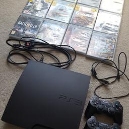 Sony PlayStation 3 Slim Console 320GB Black Bundle. Used. Fully working. Good condition.
12 games
2 controllers
1 charging controller cable