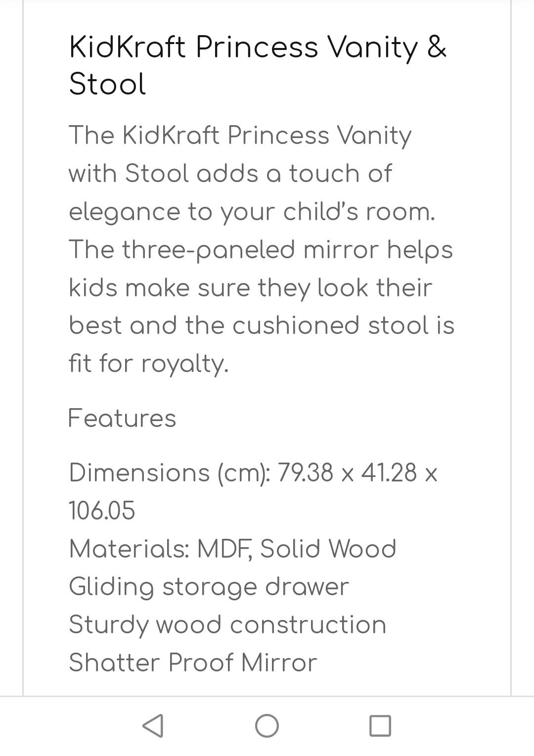 kidkraft princess vanity table and stool in L28 Huyton für 40,00 £ zum ...