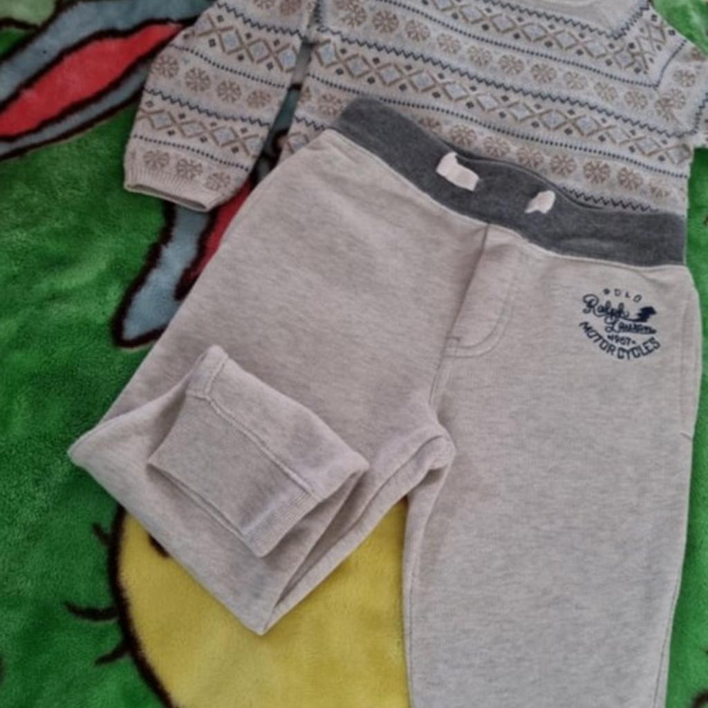 Polo Ralph Lauren cream bottoms size 3/3T Logo-embroidered tapered-leg cotton-blend jogging bottoms paid & £65

Cream pattern jumper size uk 12-18 month

Brand new just tried on from smoke and pet free home

I have huge amount of trainers and clothes some not worn some worn once age 1 to 3 years