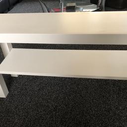 ** Already Assembled so Collection Only **

Purchased from IKEA Small height, longline narrow white wooden tv table with 1 shelf - ideal for children’s bedroom 

Like New - Height 45 cms x Length 90 cms x Depth 26 cms

Cost £39.99 

From Smoke Free/Pet Free very clean home