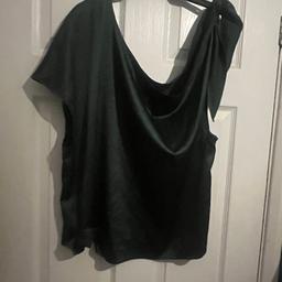 Ladies satin Shoulder Tie Blouse in Dark Green size 1XL fit up to size 18 brand new from Shein lovely top