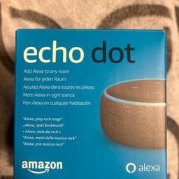 Ich verkaufe hier meine Alexa Echo dot Amazon. Es wurde fast garnicht benutzt, nur einmal zum ausprobieren und sonst nie. Deshalb Top Zustand und gut gebrauchbar. Preis könnte man noch überlegen runter zu handeln