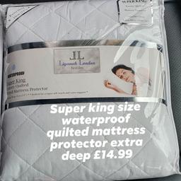 Super king-size waterproof quilted mattress protector extra deep 

Pick up E178px Walthamstow 
Postage £4

No delivery