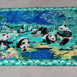 Vintage Velveteen Tapestry / Wall Hanging (Swan Brand) - showing a group of Giant Panda's.
50% Cotton / 50% Synthetic Fibre. 
Approx Length 175cm / 69" & Width 120cm / 47"
Very Good Condition.
£45 ono.
