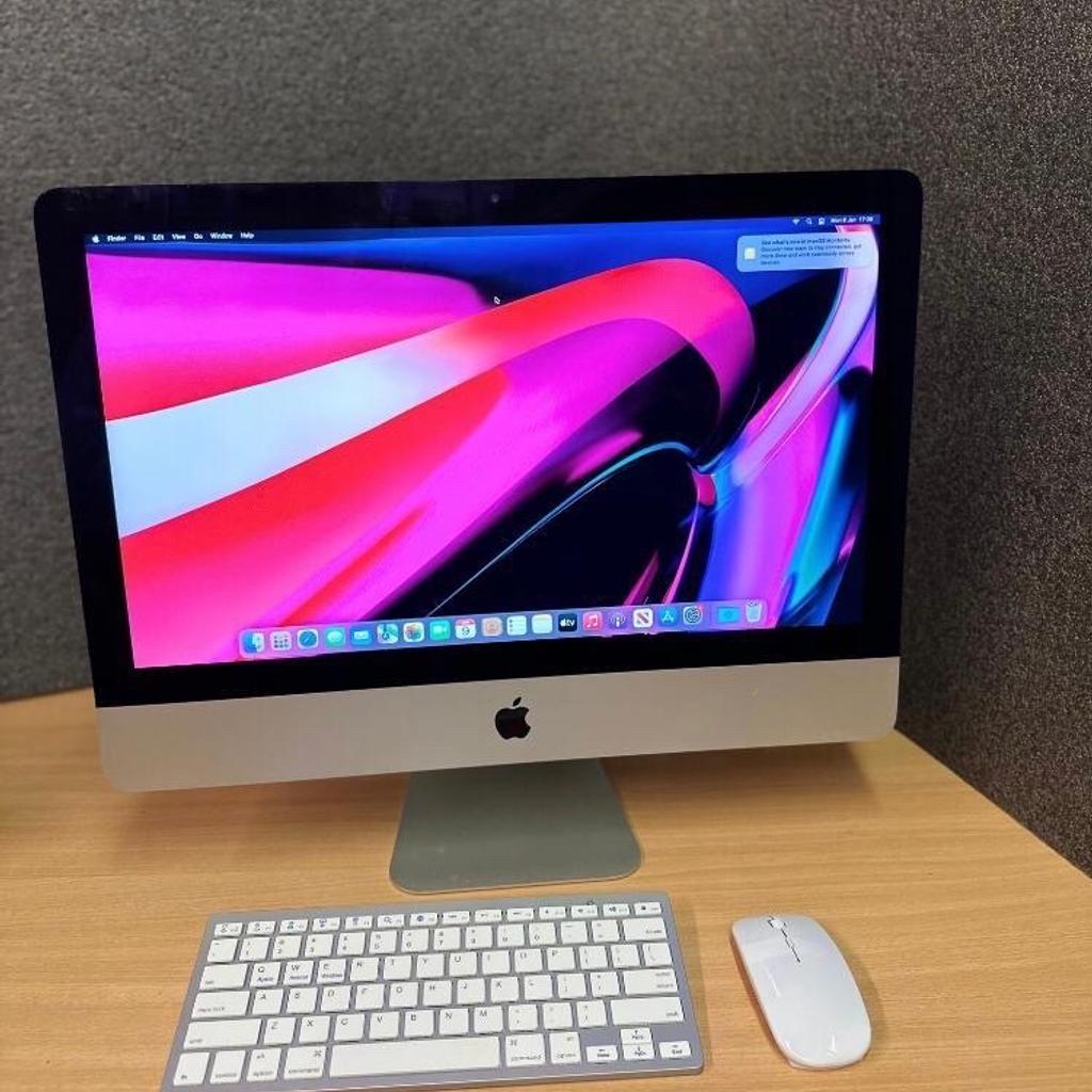Good Condition Ultra Slim Apple iMac 21.5" HD Display with intel iris Pro. Intel i5 Quadcore Graphics which is Great For Graphic Design, Photo editing, games.

Comes with Office Package, Word, PowerPointI, Excel etc

Intel Core i5 Quad 2.7Ghz

8GB Ram

1TB HDD

Intel Iris Pro 1536

1920 x 1080 Full HD Resolution

Comes with keyboard & mouse

Good Condition. Ready to use. Fully working with 6 months warranty

Good for Office Work/Video calling/
Video Streaming/
Students/
Photo Editing/
Music Production/
DJ'ing/
Programming.

Catalina OS X Latest version

Everything included ready to use.

£199