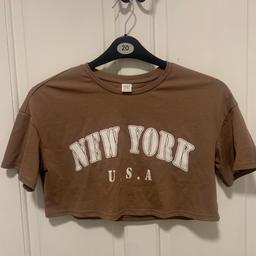 Girls Brown New York crop T-shirt size 11-12yrs