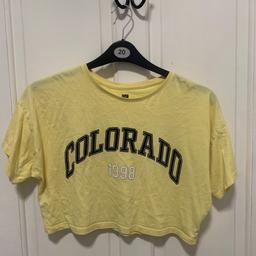 Girls yellow Colorado crop T-shirt size 13-14yrs