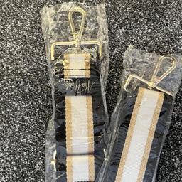 Brand new in bag Alice wheeler strap black gold and cream stripe