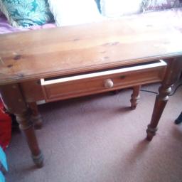 good solid pine hall table with drawer. 29" high X 3'wide X 16"deep. needs TLC sanding etc. a good diy project. selling cheap for quick sale as I need the space. collect please from oxenhope Bradford 22.