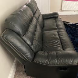 Selling 2 sofas .. one is a 2 seater and one is a 3 seater they are real lether no rips or tears only binding has abit of damage hardy noticeable they both recline from a pet and amoke free home very comfortable selling both for £250 or open to decent offers 2 seater is 65.5 inches in length and 3 seater is 87 inches