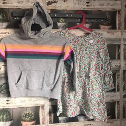 THIS IS FOR A BUNDLE OF GIRLS ITEMS

1 X DRESS FROM NEXT - PALE GREEN WITH FLORAL THEME - USED BUT IN EXCELLENT CONDITION
1 X GREY SWEATSHIRT FROM NEXT - USED BUT IN GREAT CONDITION WITH RAINBOW THEME 

PLEASE SEE PHOTO