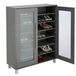 Lydiard Gloss Shoe Cabinet - Grey fully assembled and little painted of side corner it’s not noticeable otherwise all new and  we can deliver local 
If mountains of shoes are driving you up the wall then you need this shoe cabinet for your hallway. It holds a whopping 28 pairs of size 10s or 35 pairs of size 6s (with up to a 3" heel). That's a lot of numbers to take in but the key thing here is it holds a lot of shoes! It's also got a modern gloss finish and frosted doors made with toughened glass for hardwearing everyday use
Size H116, W91.5, D35cm