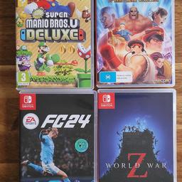 I'm selling these games as a pack or as individual - sold my trusty Nintendo Switch OLED few weeks ago and only used them once and got tired
Prices as follows:
Street Fighter 30th Anniversary - £20
World War Z - £20
New Super Mario Bros. U Deluxe - £20
FC 24 - £40
I have bought these with my own money and have scrutinized them well that they all work 100 %, are clean & are genuine UK items
If you have any queries please do not hesitate to ask.
Can provide more photos of needed.
First come, First served - these titles are very sought after.
For collection only.
Happy Buying