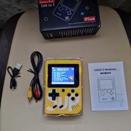 brand new gameboy with 500 games in one 

I've got a new in the box fully working 
yellow game console

game console what looks like a gameboy but this as 500 games built-in to one

comes in box with charger and tv cable to connect to the tv Also game instructions 

only opened the box to take the picture 

£25 pounds cash only