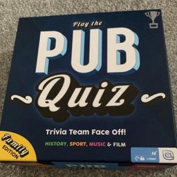 Brand new, never been played

Bring the magic of the pub quiz to your home! Divide yourselves into teams and work through four classic trivia topics. Who will be crowned Pub Quiz champions in this classic party game, perfect for fun nights in?

Contains:

200x trivia game cards
100x team answer sheets
1x pub quiz flip scoreboard
Instructions

Please see my others items for sale