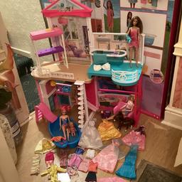 Mattel barbie house like new, with box & in structions, pool,slide,kitchen unit