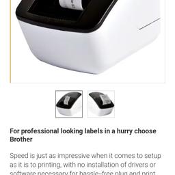 Professional Label printer.
Excellent condition, Only used a few times.
Was putlrchased a month ago.
Comes with original box and fixtures.

No software installation needed.
Connect the USB cable to computer.
Run the built in label design software.
Design and print your labels.

Collection from Birmingham