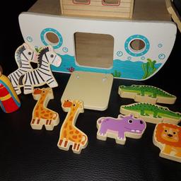 wooden nohas ark toy with some animals