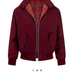 Harrington classic burgundy jacket, size XS approx 32/34 chest, excellent condition only worn once,made in the UK,