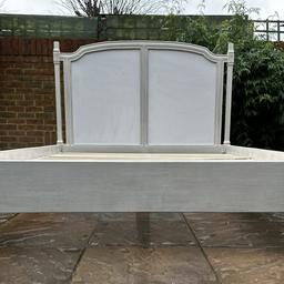 This stunning French Style Double Size Bed-frame is in a great used condition overall, with some minor dents, scratches, nicks & blemishes that had some paint touch up and all add to the distressed / shabby chic character of the bed & still a lovely bed to own. Please see photos .

This bed has a charming, playful, romantic French feel inspired by the French Louis XVI style of the 18th century.

Approx.
Head height: 117cm
Foot height: 35cm
Width: 146cm
Length: 220cm
 Height to underneath 17cm
 The brand is Originals

Easy to assemble and dismantle

Dismantled and ready to go.

This will fit a standard UK double size mattress 4ft6

Any questions, or more photos, please let me know

Please see matching bedside tables and my other items

Collection from Sunbury, Surrey, can deliver locally for a fee or arrange own courier