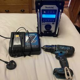 Makita combi drill with battery and charger and makita radio both in full working order. The back pull down cover on radio did break off but has been repaired now.

Collection Warley woods area Must collect within 24hrs of deal

Scammers will be reported!!!!!