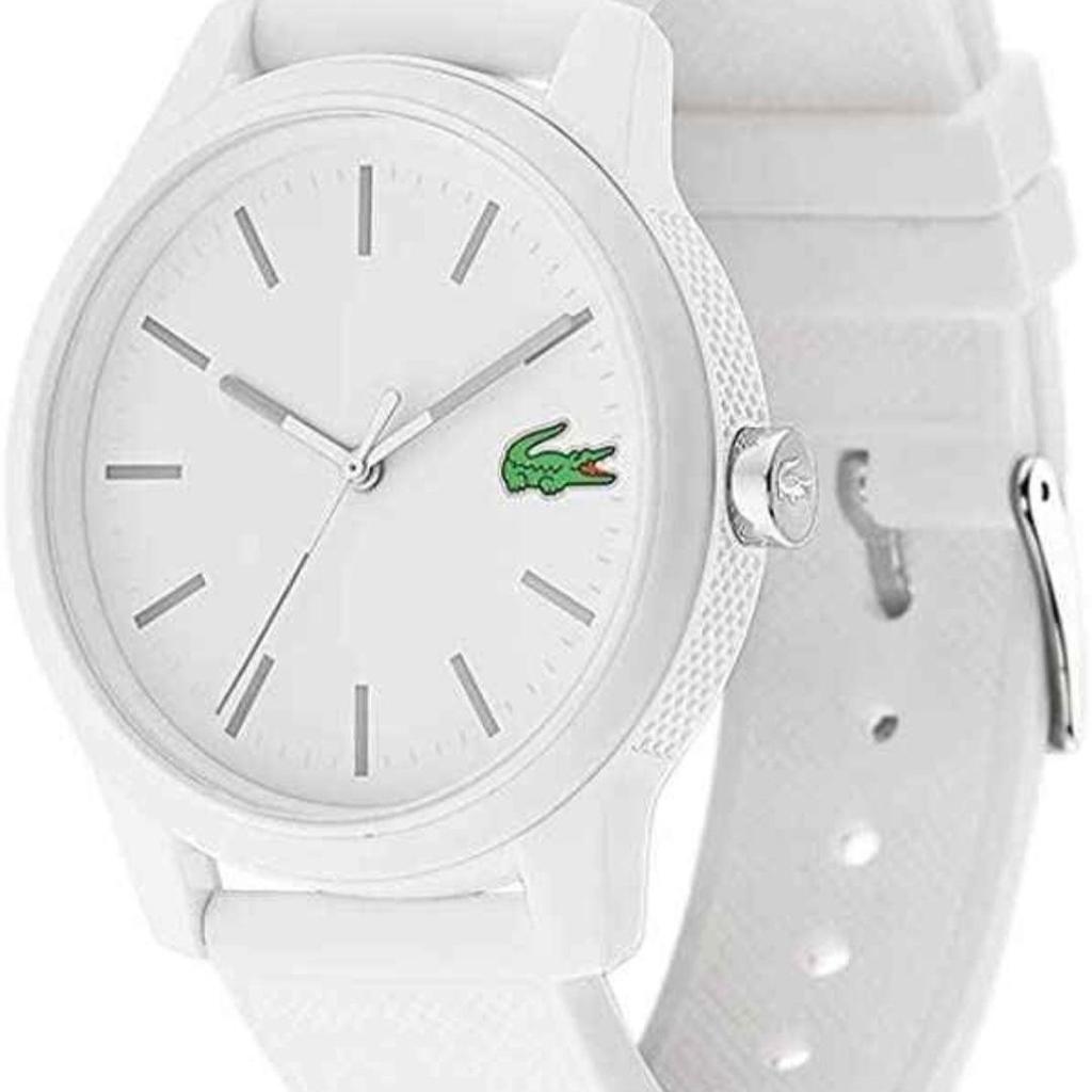 Lacoste watch with white strap , used Like New.

High quality 21 cm length, 19 mm wide white silicone strap with a buckle.
Collection Leicester le5