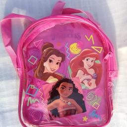 Disney Princess Backpack   to be used on a daily basis for carrying story books, toys, colouring in, treats etc.  Ideal to keep in the car when spending the day at grandma's!

Slight mark on the back, so try to remove that later.

Collection preferred or can be posted out at extra costs globally.  Happy to combine postage with other items bought together, just let me know.