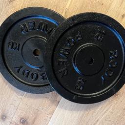 2 x 15 kilo cast iron metal weights, good condition.
Black colour, standard 25mm diameter holes.
I have other weight training equipment for sale such as straight bars, EZCURL bars, dumbbells, tricep barbells and other plates, I might be able to deliver if local.