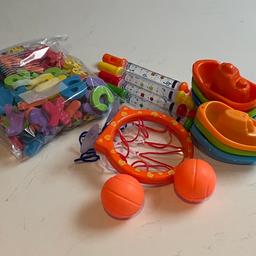 Basketball hoop w/ 2 balls
6 x plastic boats
Flute/ whistle set
Letters for side of bath