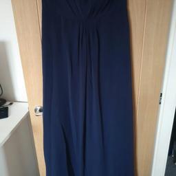 Monsoon navy dress, ideal for bridesmaid or prom. Size 14, has 2 detachable fabric straps so can be worn in various ways. Worn once, great clean condition.