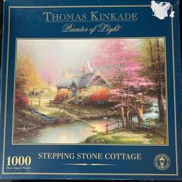 Thomas Kinkade 1000 Piece Jigsaw Puzzle. ‘Painter of Light’ ‘ Stepping Stone Cottage’
Boxed and used.