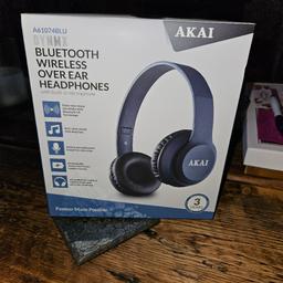 Brand new, sealed Akai Bluetooth Wireless over ear headphones. 5.0 Bluetooth Technology. Built in microphone & hands free voice calls. Rechargeable battery for 5hrs continuous play. Soft padded ear cushions, foldable design & adjust headband. 

Open to reasonable offers.