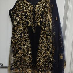 velvet suit full front and back embroidered with net dopatta