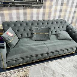 Madrid Sofa* ✨
Brand New turkish chesterfield design Sofa features thick seating with high-density foam wrapped up with fibre for extra comfort. ... Its Best Quality back cushions are filled 
with silicone fibre to enhance its comfort. Premium quality fabric material and a strong wooden frame to makes it durable and luxurious.

Corner :
Length: 230 cm by 230cm 
Width: 85 cm 
Height: 95 cm

3 Seater :
Lenght: 210 cm
Width: 85 cm 
Height: 95 cm

2 Seater:
Lenght: 165 cm
Width: 85 cm 
Height: 95cm
DM SU FOR MORE INFO.....
+447355332278