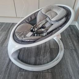 Introducing Baby Swing - our Bluetooth® newborn baby swing chair and seat. Soothing baby safely has never been easier. This is a newborn swing chair with a difference. Baby sits securely in a safety harness in this comfortable baby swing with varied range of motion and the ability to connect your phone for comforting sounds and music of your choice - it really is the baby bouncer of the future.

Operate swing seat speed, sounds, and timer with the sleek and easy to use digital touch display or remote control (included).

Baby Swing takes seconds to assemble and break down for storage when not in use. Only two pieces!

Customise your playlist and play your child’s favourite music from your phone through the high-quality speaker system in the swing.

Preloaded with eight soothing ambient sounds plus four classical music pieces (from Bach to Mozart) to soothe your baby.

Less than 9 lbs. and half the weight of other swings. Makes it easier to move around your home.